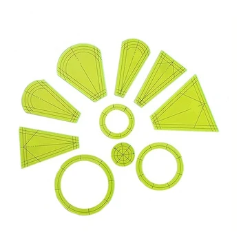 10-парче набор от специални форми шевна линия Лоскутная владетел САМ шевни мозайка инструмент линия одеяло разкрой на траен зелен