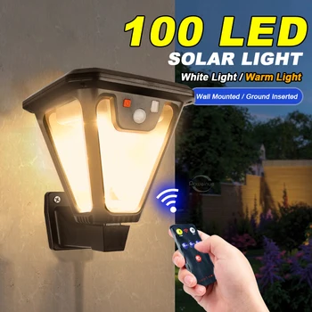 100LEDSolar Light Открит 2 Начина за Инсталиране на 360 Ъглов Слънчев фенер USB Зареждане Водоустойчив, с монтиран на стената лампа, Градински Сензор за осветление на Тревата