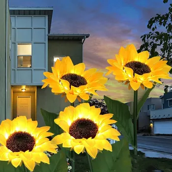 2 Комплекта соларни лампи за декорация на градината на открито, поставяне в земята семе, Водоустойчив Слънчева градина пилоти, Слънчеви