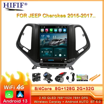 6 + 128 Г Android 13 Tesla Стил Авто Радио, Мултимедиен Плейър За Jeep Cherokee 5 КЛ 2013-2018 Carplay Автоматична GPS Навигация BT
