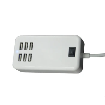 6 порта USB Зарядно Устройство за телефон HUB 10 W 2A Настолна Изход за Зареждане на удължителен кабел за Адаптер на захранване за iPhone Plug EU