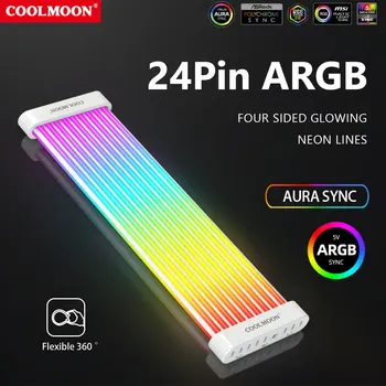 COOLMOON Източник на Захранване Декоративна Линия 5V Sync ARGB LED Гъвкава Светлинна Лента Подмяна на Многофункционален САМ за Захранване