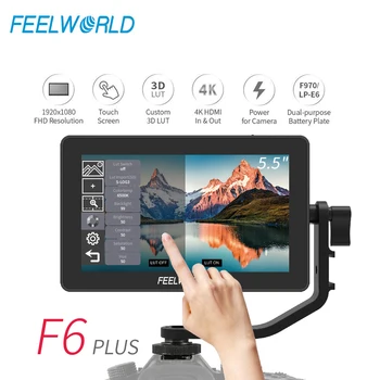 FEELWORLD F6 PLUS 5.5-Инчов вграден Огледален Поле монитор 3D LUT със сензорен екран IPS FHD 1920x1080 За Помощ в фокусиране Видео Поддръжка на 4K, HDMI