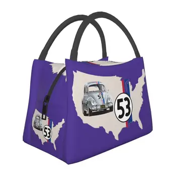 Herbie 53 Класически Състезателен Автомобил С Лого, Изолирани Чанти за Обяд за Училище, Офис, Фланец Охладител, Термална Кутия за Bento, Дамски