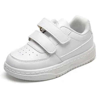 Kruleepo Детска Лека Ежедневни Бели обувки За малки момичета И момчета, Училищни обувки от изкуствена кожа, Спортни маратонки за бягане на открито