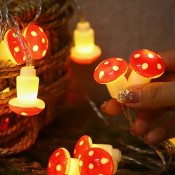 Led Гирлянди Струнни Светлини USB Батерии на Топло Бяла Водоустойчива Гъбични Приказни Светлини За Празнична Украса на Коледното Парти