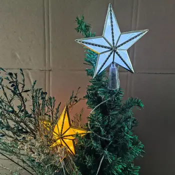 Led пентаграм Коледна елха, искрящи led topper Коледна елха, Водоустойчив светещи украшение под формата на петолъчна звезда с мек