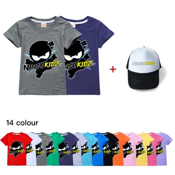 Ninja Kidz, лятна тениска с къси ръкави за момчета, шапка, памучен детски дрехи за момчета от 2 до 16 години, летни дрехи за момичета, риза за деца