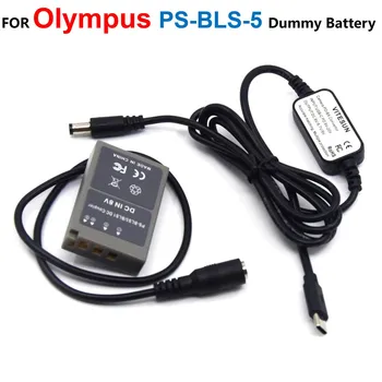 PS-BLS-5 Конектор dc BLS5 Фиктивен батерия + кабел PD USB Type-C за Olympus PEN E-PL7 E-PL5 и E-ФПЧ2 Stylus1 1S OM-D E-M10 E-M10 Mark II