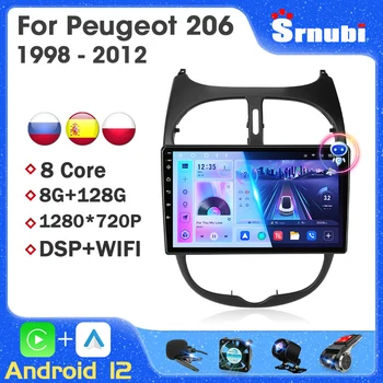 Srnubi 2 Din Android 12 Автомобилен Радиоприемник За Peugeot 206 206CC 206SW 1998-2012 Мултимедиен Плеър Carplay Главното устройство GPS Стерео Авторадио