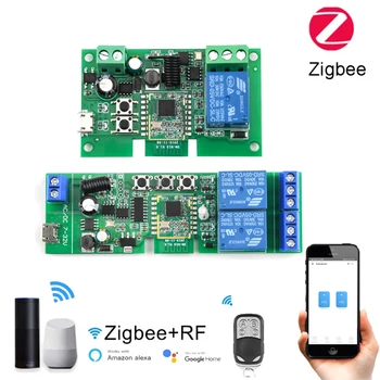 Zigbee Sasha Интелигентен Модул за Реле Wi-Fi 1/2 Канал на AC/DC 7-32 В USB 5-RF/APP Безжично Дистанционно Управление Интелигентна Къща