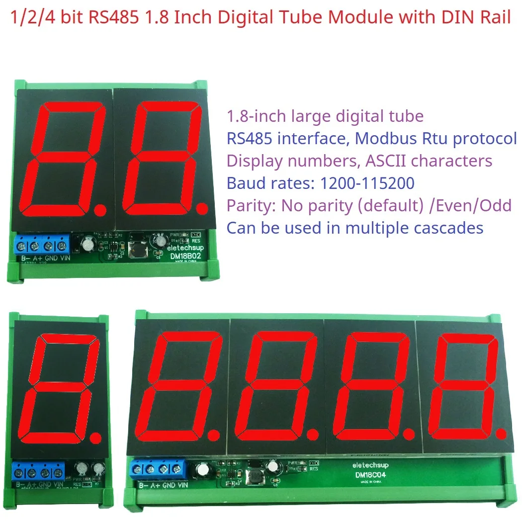 1,8 инча RS485 Modbus Rtu Цифров Тръба LCD Led Дисплей Модул за Постоянен Ток 12 В 24 В за АД HMI Сензор за Температура и Влажност на въздуха Цифров Аналогов0
