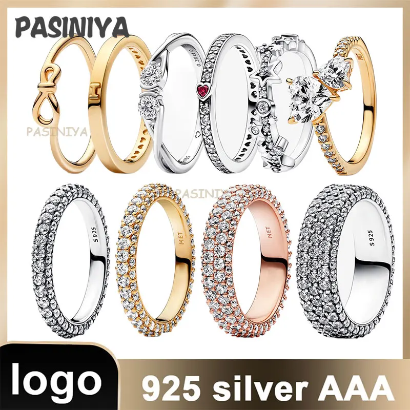 2023, нов пръстен от сребро s925 проби, серия love с оригиналното лого, подходящо за празнични подаръци на приятелите си0