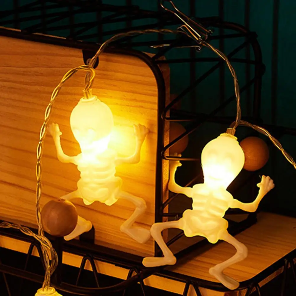Градинска лампа за Хелоуин, празнични гирлянди с виртуален скелет, водоустойчив, акумулаторни батерии за вътрешно и външно Хелоуин0