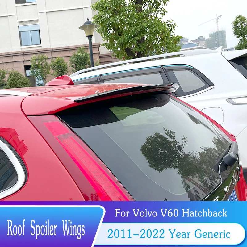 Заден спойлер на покрива за Volvo V60, спойлер 2011-2022, Универсален Тип, спойлер за хечбек, Тунинг задната част на автомобила от изкуствена пластмаса, Екстериор0