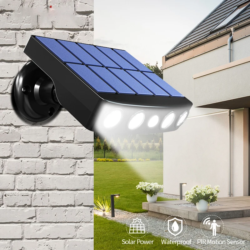 Мощен led монтиран на стената лампа на слънчевата енергия, външен сензор за движение, Водонепроницаемое IP65 Осветление за градински пътеки, гараж, двор, улични лампи0