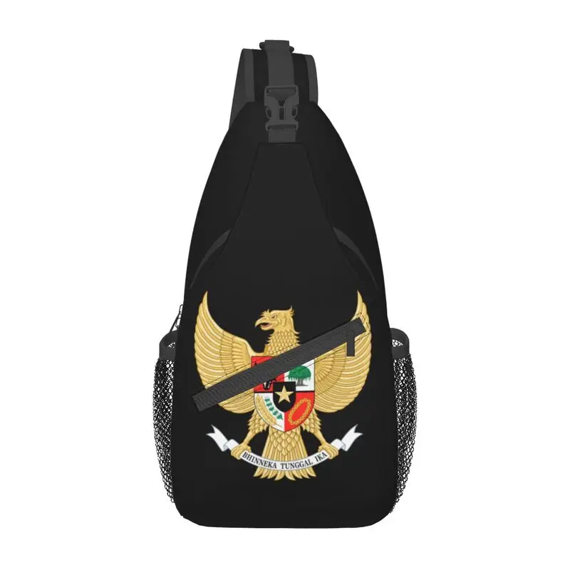 Национална емблема на Индонезия, нагрудная чанта през рамо, Мъжки стръмен раница с флага Индонезия на колана за къмпинг, колоездене0
