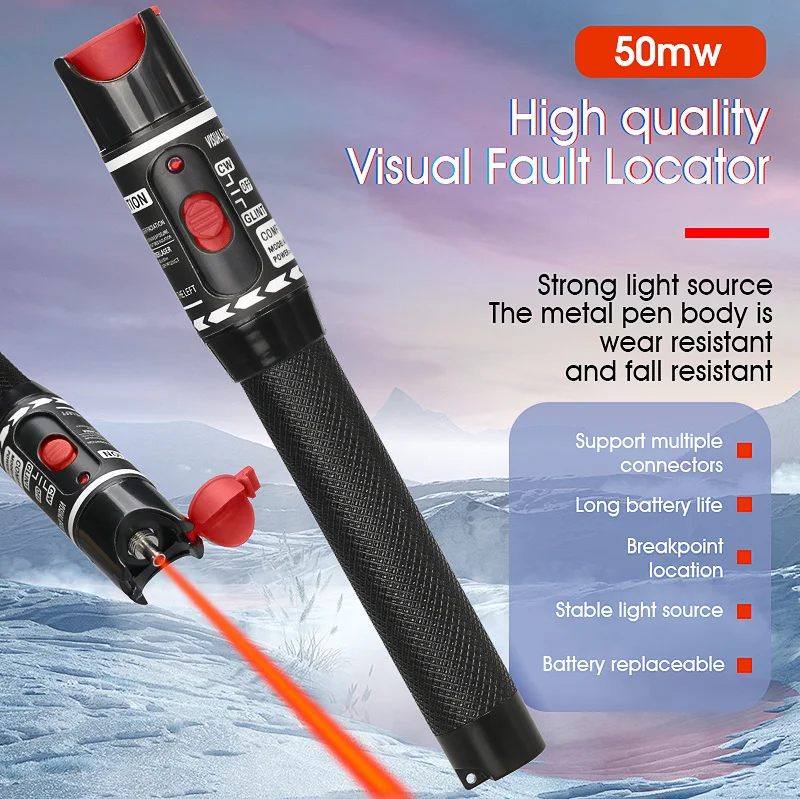 50 Mw Нов Висококачествен лазерен VFL 30 Mw/20 Mw/10 Mw/5 Км Визуален дефектоскоп оптичен кабелен тестер диапазон от 10 до 50 км1