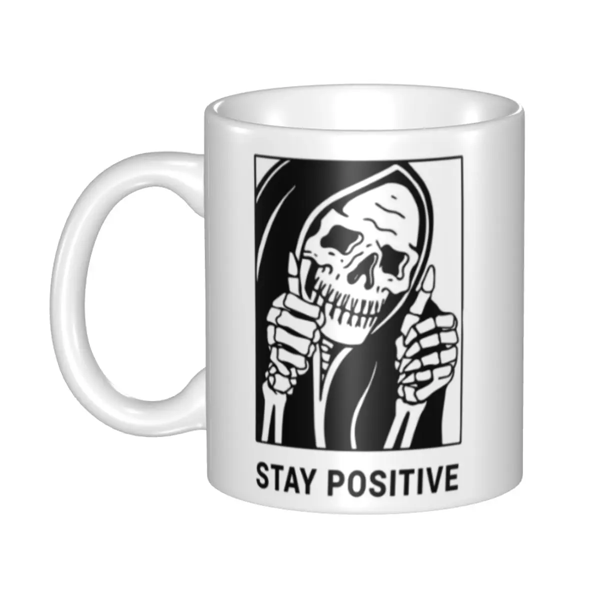 Забавен Череп Остани Позитивен Скелет Чаши за Кафе САМ Индивидуална Керамична чаша Креативен подарък1
