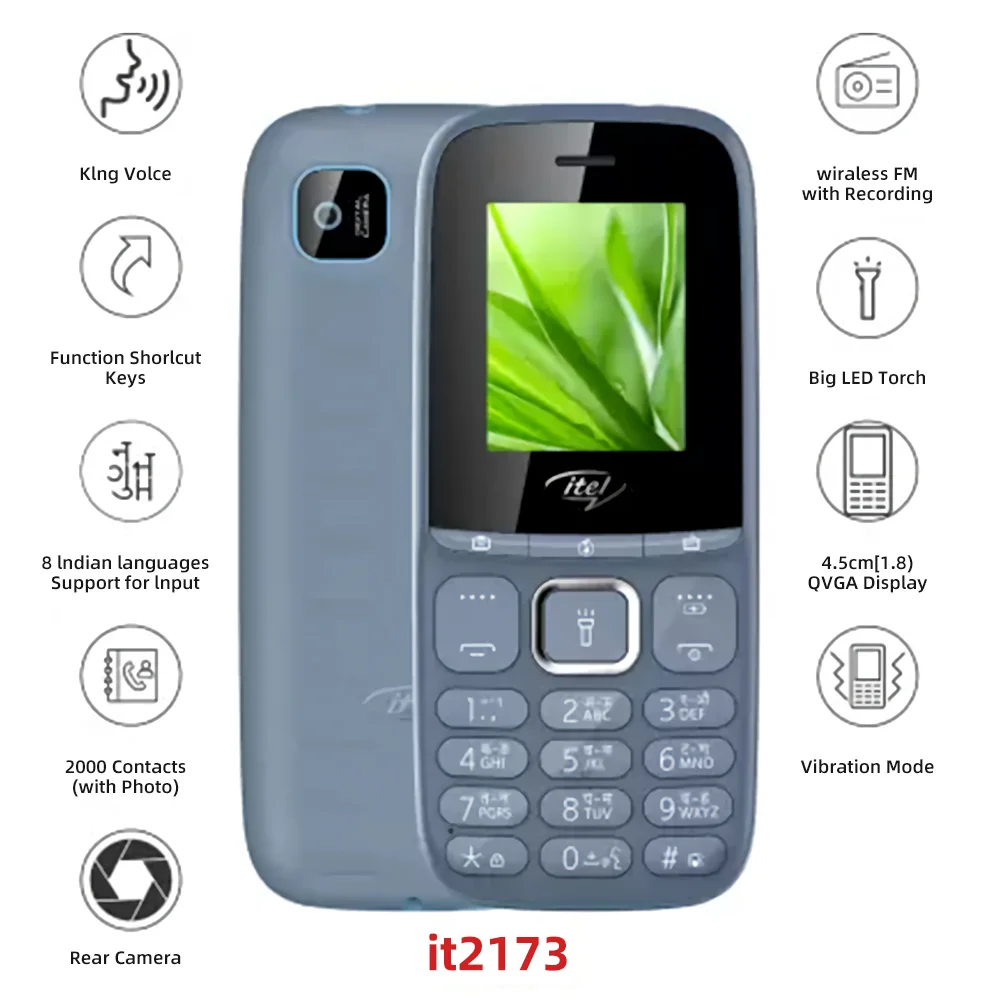 мобилен Телефон it 2173 Itel дисплей с 4,5 см (1,8) QVGA, Батерия капацитет 000 ма, Телефонна книга: 2000 контакта със снимки / икона1
