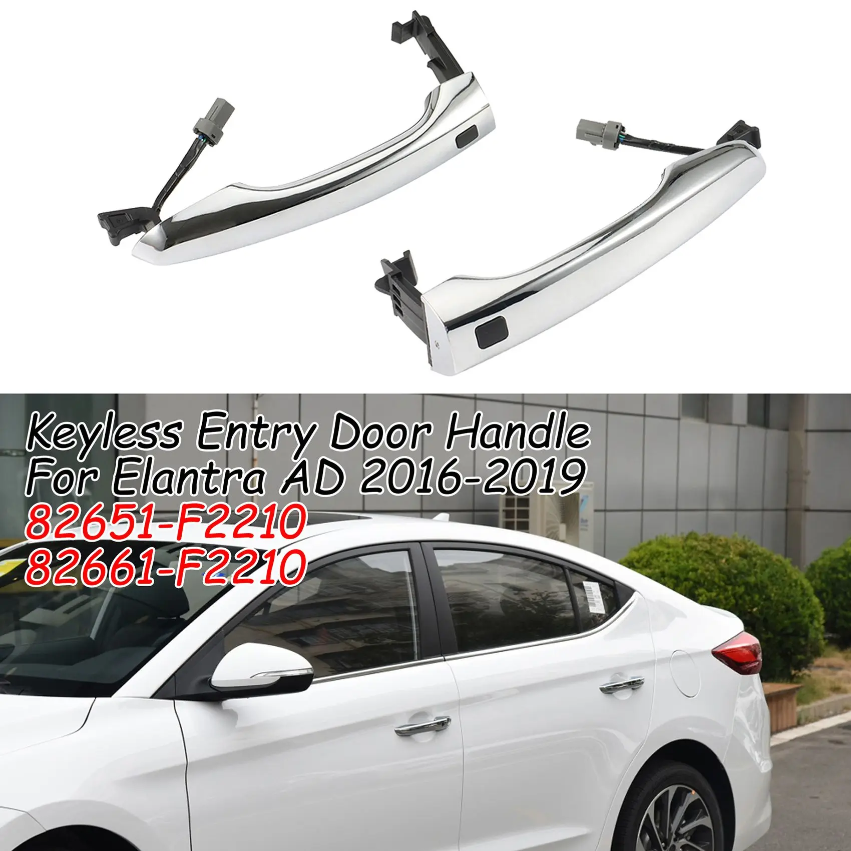 Смяна на дръжка външна на вратата на колата, за Hyundai Elantra AD 2016-2019 Бесключевой достъп с бутон 82661-F2210 дясно1