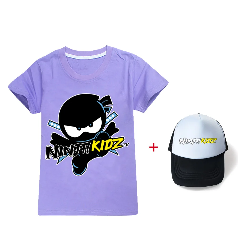 Ninja Kidz, лятна тениска с къси ръкави за момчета, шапка, памучен детски дрехи за момчета от 2 до 16 години, летни дрехи за момичета, риза за деца2