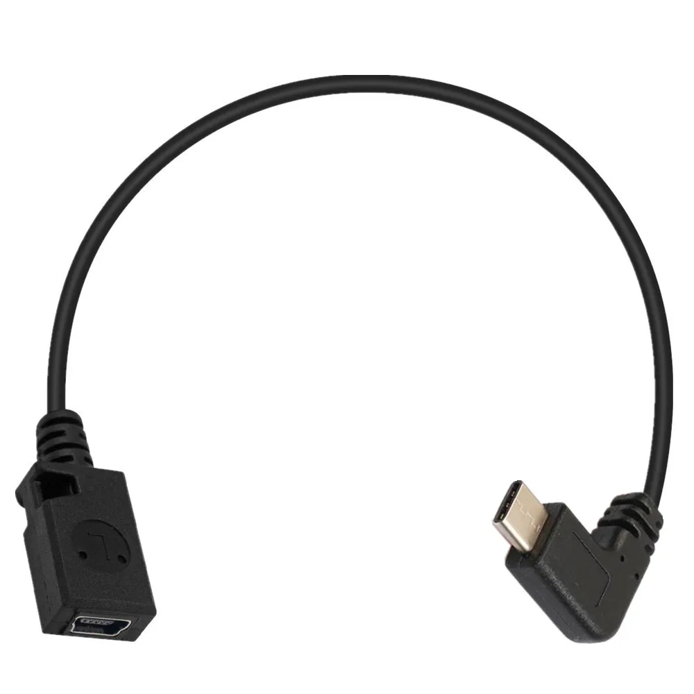 Кабел за зареждане USB-C под прав ъгъл, Duttek USB 3.1 Type C от щепсела до Mini/Micro USB (Mini B) от щепсела Кабел-конвертор 0,25 м2