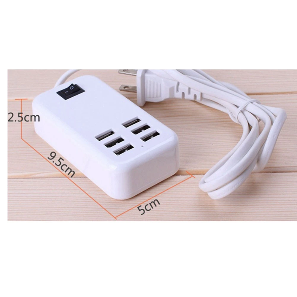 6 порта USB Зарядно Устройство за телефон HUB 10 W 2A Настолна Изход за Зареждане на удължителен кабел за Адаптер на захранване за iPhone Plug EU3