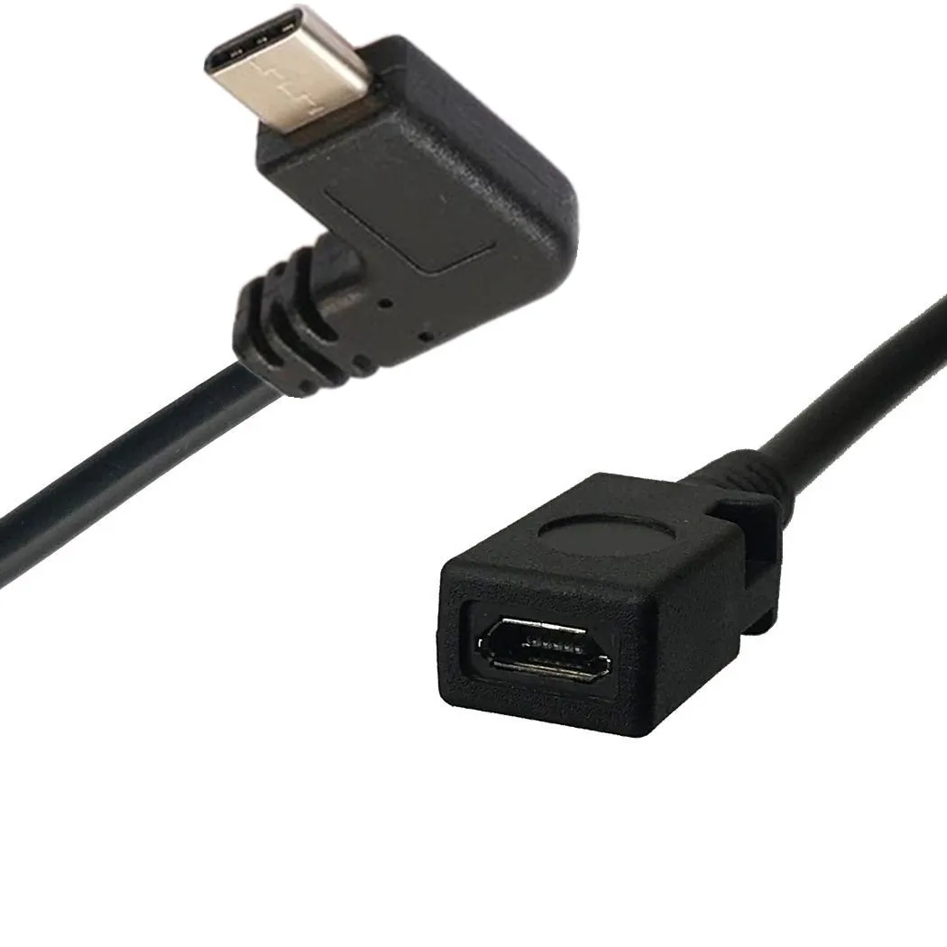 Кабел за зареждане USB-C под прав ъгъл, Duttek USB 3.1 Type C от щепсела до Mini/Micro USB (Mini B) от щепсела Кабел-конвертор 0,25 м3