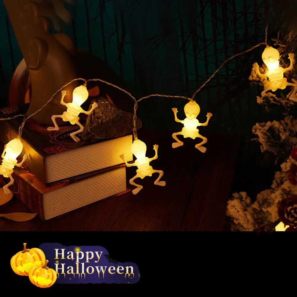 Градинска лампа за Хелоуин, празнични гирлянди с виртуален скелет, водоустойчив, акумулаторни батерии за вътрешно и външно Хелоуин4
