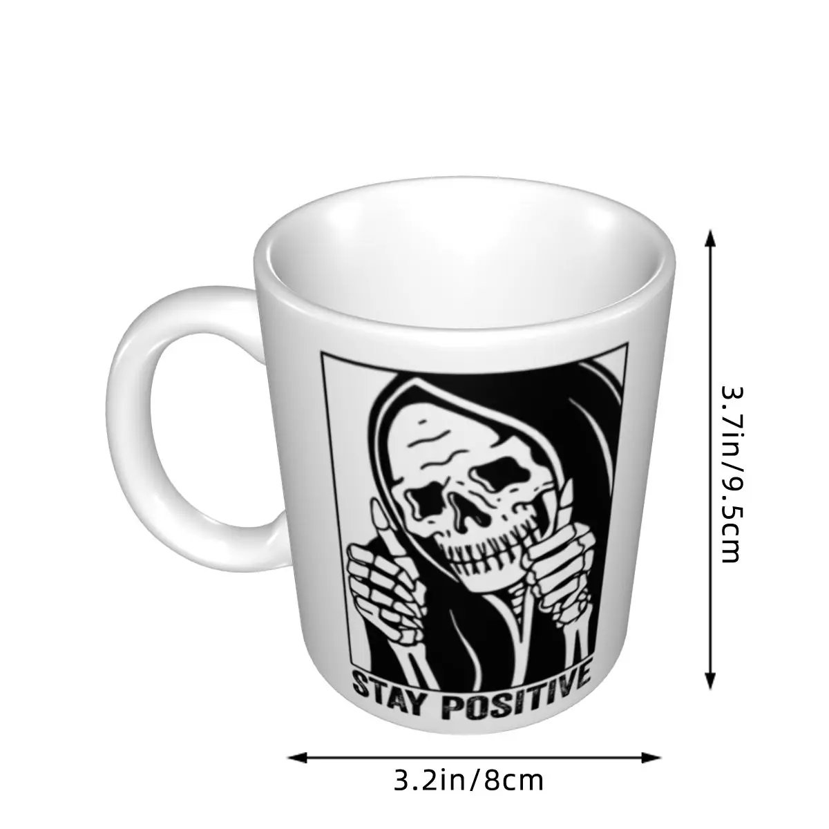Забавен Череп Остани Позитивен Скелет Чаши за Кафе САМ Индивидуална Керамична чаша Креативен подарък4