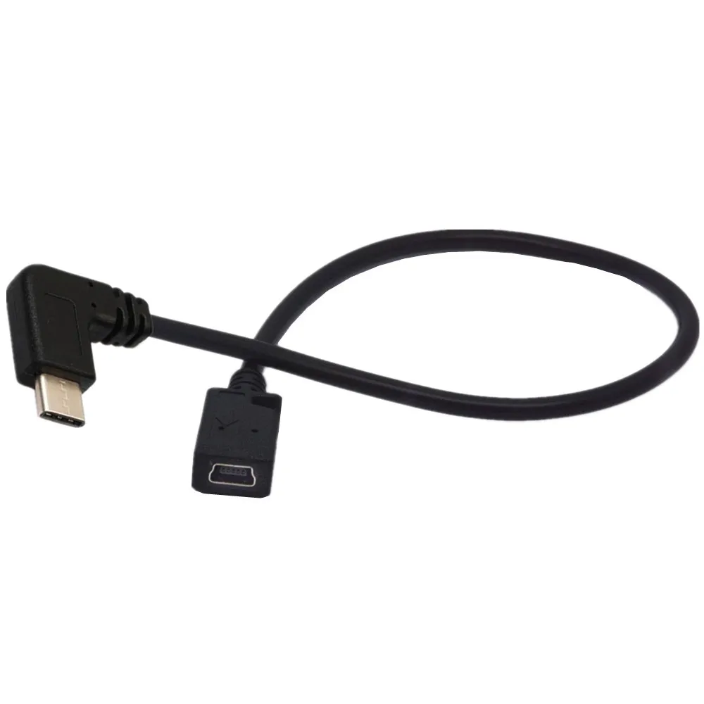 Кабел за зареждане USB-C под прав ъгъл, Duttek USB 3.1 Type C от щепсела до Mini/Micro USB (Mini B) от щепсела Кабел-конвертор 0,25 м4