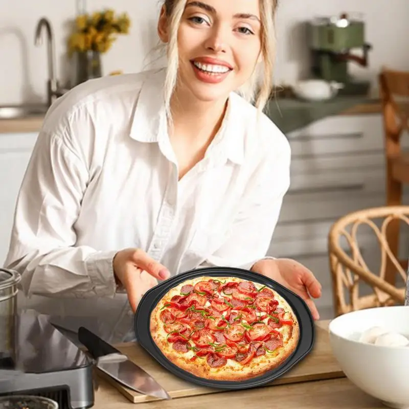 Форма За пица На Пещ Незалепваща Форма За Печене Многократна употреба Форма За Печене на Пица Кръгли Тави С Перфорирани Отвори За Домашна Кухня4