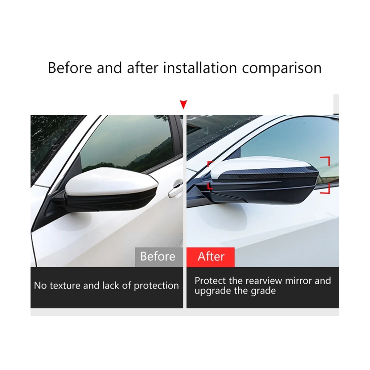 Автомобилно странично огледало за обратно виждане, изработени от въглеродни влакна, тампон върху рамката, етикети на външно огледало за Honda 10th Генерал Civic 2016-20205