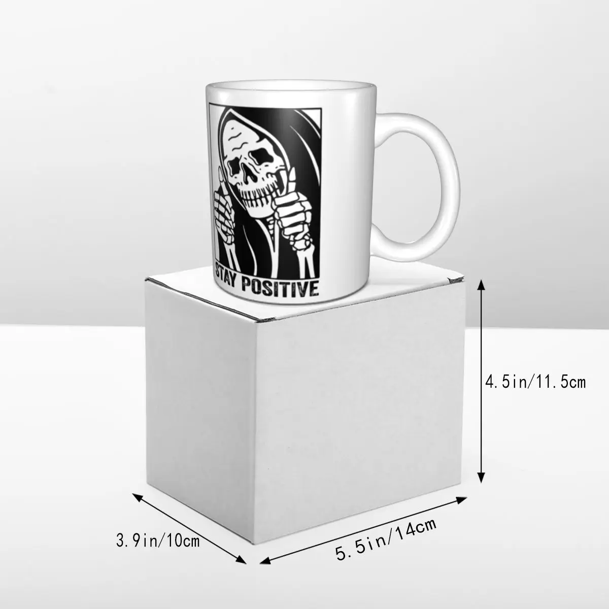 Забавен Череп Остани Позитивен Скелет Чаши за Кафе САМ Индивидуална Керамична чаша Креативен подарък5