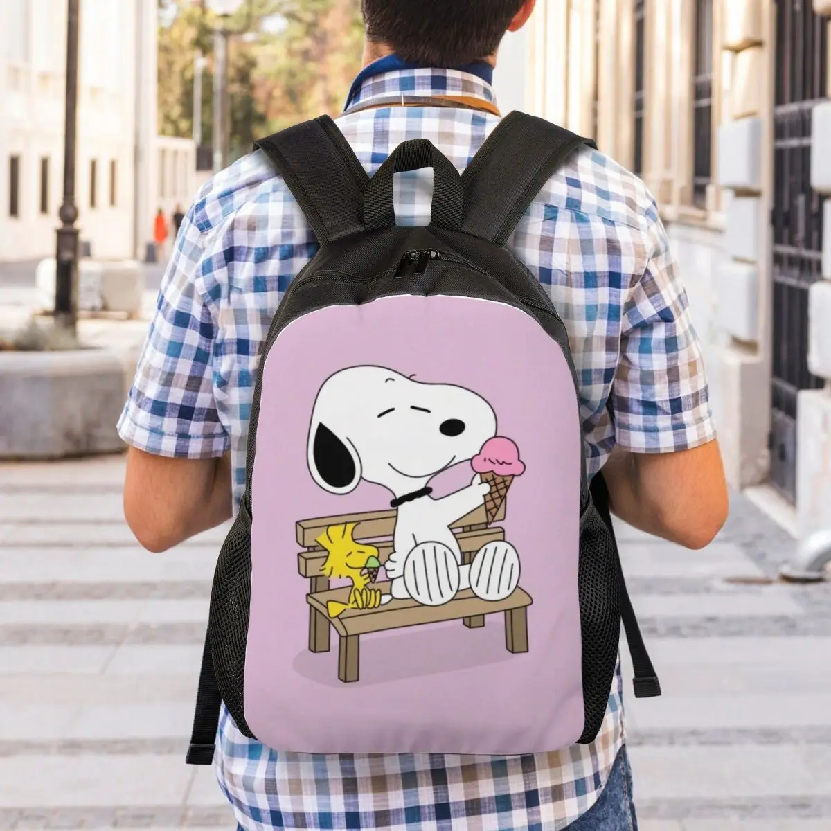 Раница с 3D принтом Вудстокской кучета Манга за момчета и момичета, пътни чанти за колеж, мъжки и дамски чанти за книги, 15-инчов лаптоп5