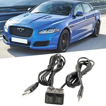 Автомобилен кабел AUX USB, AUX Адаптер за Автомобилни Аксесоари 3,4 *2,3 СМ Черен Пластмасов Удължител Универсален Колан Кабели Авто