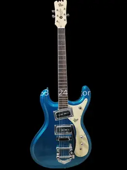 Безплатна доставка, синя 6-струнен електрическа китара, адаптивни