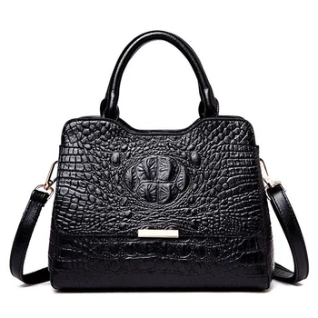 Висококачествена Дамска чанта Реколта Модни Крокодилска Естествена Кожа Луксозни Дамски Чанти s Дизайн На Рамото Женски