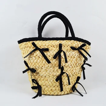 Дамска чанта 2023, Нова Сламена чанта за пазаруване с лък, Ins, Ежедневна чанта За Плаж, Отдих, Пътни Чанти, за пазаруване