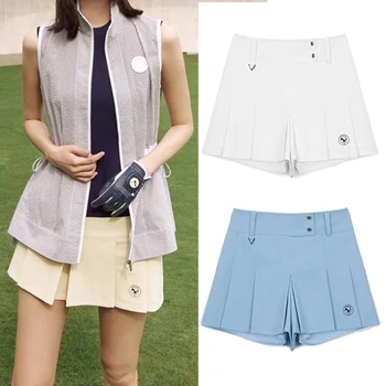 Дамски дрехи за голф, Пролет-лято нови влагопоглощающие ежедневни панталони, Свободни универсални плисирани къси панталони, поли