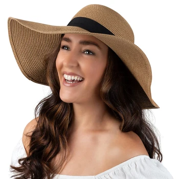 Дамски Летни крайбрежна плажна сламена шапка с широка периферия, подарък за пътуване, Гъвкава шапка от слънце, шапка, сворачивающаяся на руло, Мода за възрастни, Сгъваема за почивка