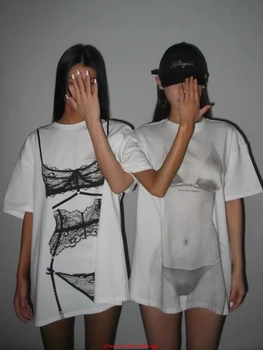 Дамски памучен обещаваща тениска с къс ръкав и дълъг дизайн, Дамски лятна тениска Y2k, тениски