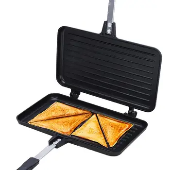 Двустранен форма за сандвичи с незалепващо покритие, Сгъваема Форма за печене на хляб, тостер, Сэндвичница, Тиган-скара за закуска, кухненски инструмент