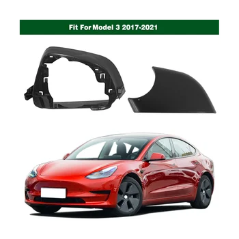 Долна капачка огледало лявата страничната врата на колата с рамка в Черен цвят за Tesla, Модел 3 2017-2021
