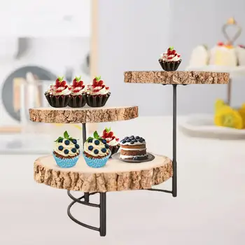 Дървена Сервировочный тави, за Закуски, 3-те уровневое сервировочное ястие, кухненски инструмент, кръгла торта