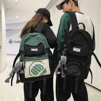 Ежедневни контрастная училищна чанта Harajuku Голям капацитет, Японски Ins, Мъжки Женски раница за преносим компютър, за къмпинг, за пътуване