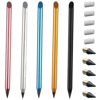 Комплект моливи със сменяеми върха, 5 бр., подаръчен комплект за студенти, прозрачен с гума, молив без мастило, училище молив за рисуване, канцеларски писма