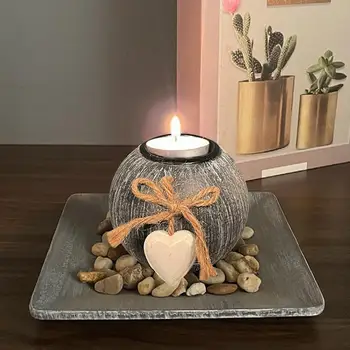 Креативен дървен свещник Сферична свещник за маса за Украса на работния плот Романтична Селски сватбен празничен декор