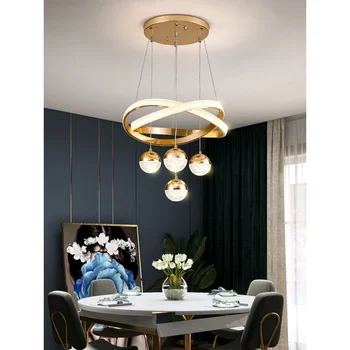 Лека луксозен полилей за трапезария, дизайнерско съвременно минималистичное изкуство, триглав, лампа за хранене в скандинавски стил, кръгла маса в спалнята